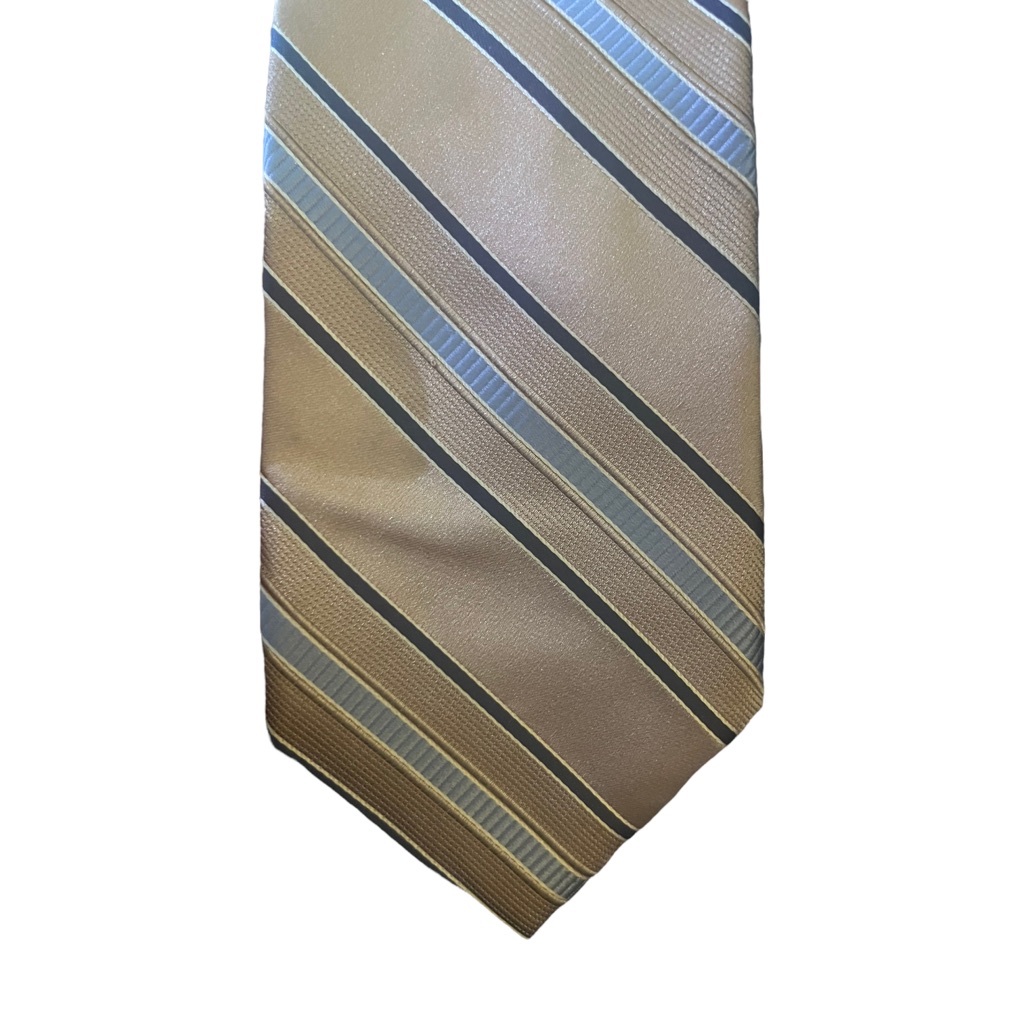 Silk Necktie Preowned Michael Kors Gold With A Blue Stripe Preowned Silk Necktie Preowned Michael Kors Gold With A Blue Stripe Preowned